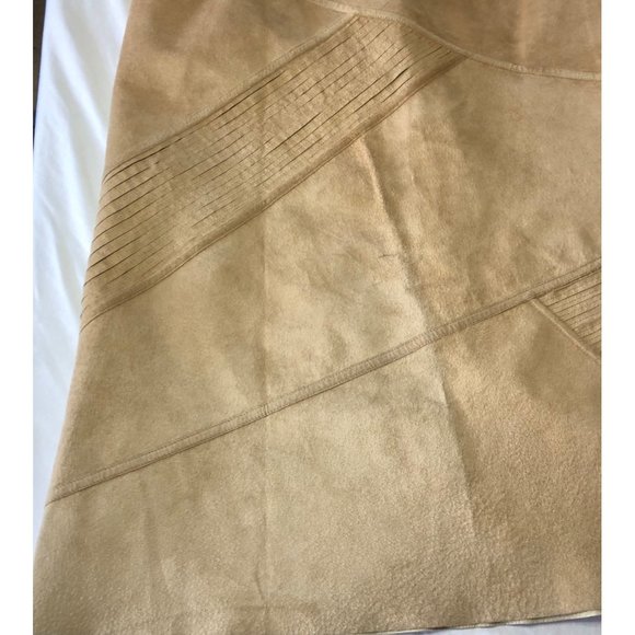 Lafayette 148 New York 100% Suede Midi A Line Skirt Tan Size 20 - Picture 10 of 16